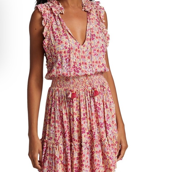 Poupette St Barth Triny Floral RuffleTrim Tassel Mini Flounce Dress - Picture 2 of 6